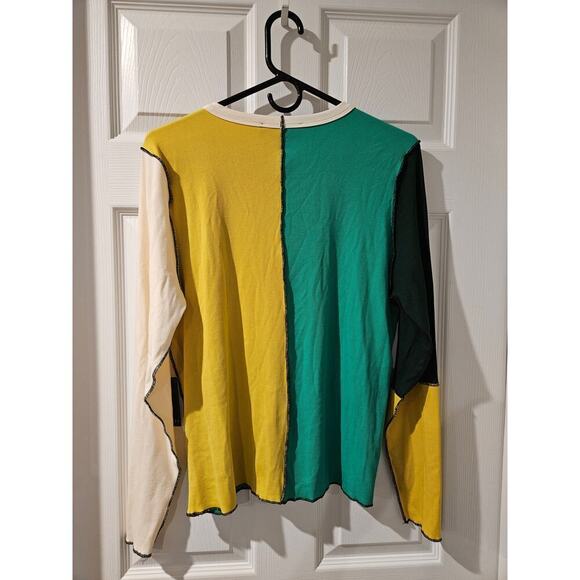 Eloquii‎ Green Yellow Black Patchwork Color Block Top, size 18/20 2X NWT - Picture 9 of 9
